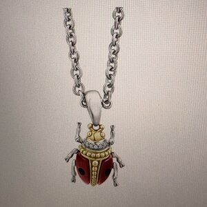 LAGOS Exclusive Rare Wonders Red Agate Beetle Diamond Pendant Necklace